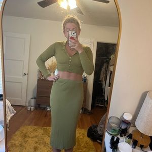 Zara Natural Green Matching Set